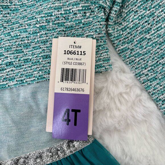 Lona Michelle Girls Teal Party Dress – Tulle Skirt & Sparkle Belt - Picture 7 of 7